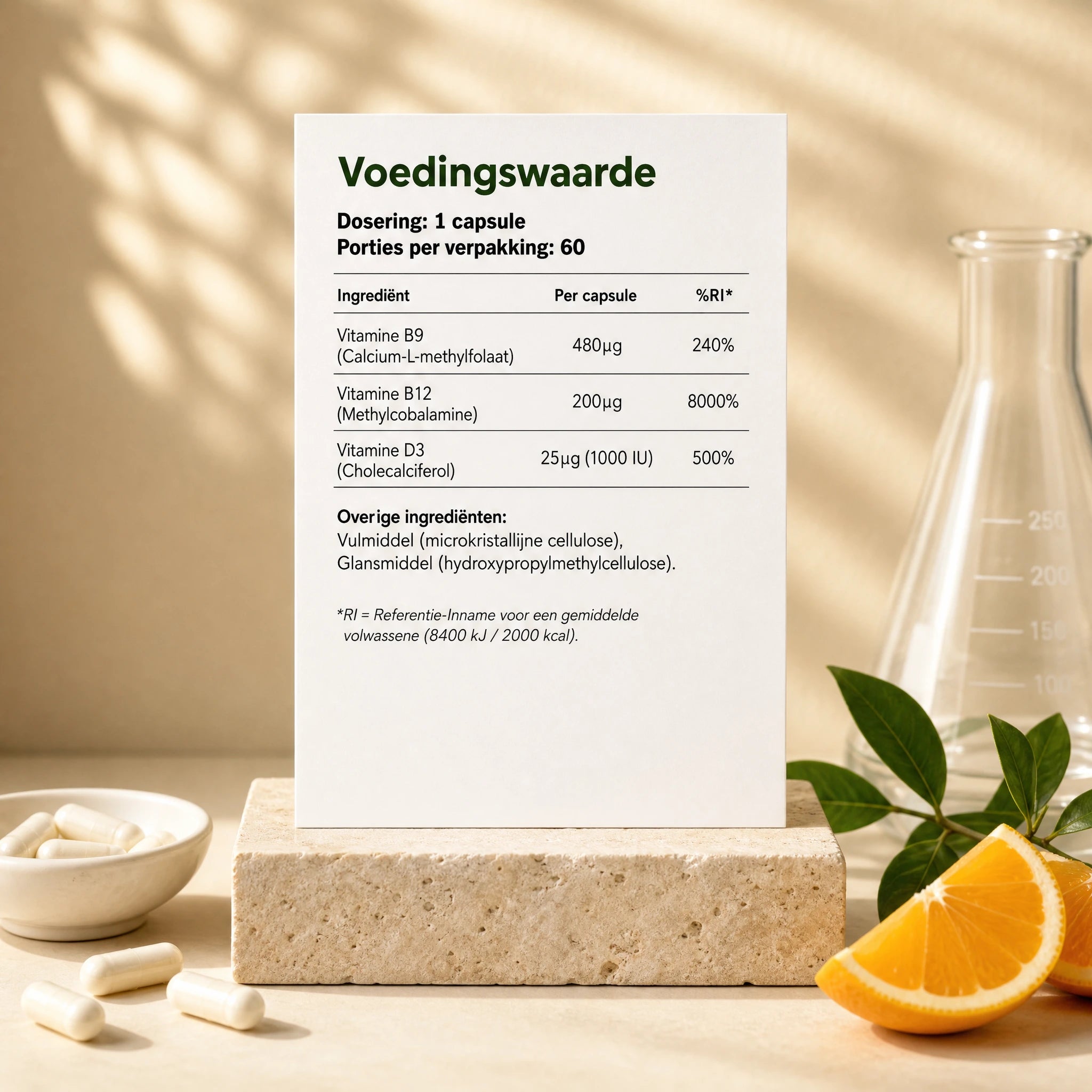 Foliumzuur, Vitamine B12 & Vitamine D3